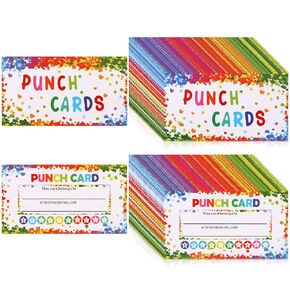200 Pieces Punch Cards Behavior Incentive Awards for Kids Loyalty Business Classroom Students Teachers Home School Reward Calendar (Colorful Style)