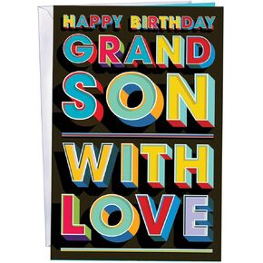 Chuck's Card-O-Rama - Birthday Card For Grandson - Made in USA - Excellent Card Stock, Envelope Included - 5" x 7.75" - Packaged in Extra Sturdy Mailer - 95738