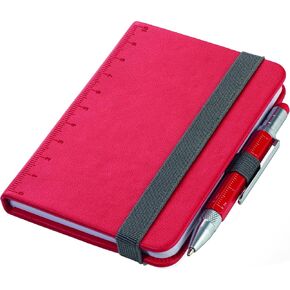 TROIKA A7 notepad with ballpoint pen, elastic band closure, pen loop, FSC certified paper, perforated pages, dot grid, compartment for receipts