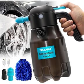 VAXMAY Electric Foam Sprayer 0.5Gal/2L, 60PSI Powerful Battery Powered Car Foam Sprayer, Rechargeable Foam Sprayer Car Wash with 2 Modes, Cordless Foaming Spray for Car Cleaning Detailing Home Garden