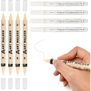 8 Pack White Acrylic Paint Pens, Single & Dual Tip Fine Point Paint Pens, Permanent Paint Marker, Waterproof, Quick Dry for Rock Painting, Wood, Plastic, Metal, Canvas, Glass, Ceramic