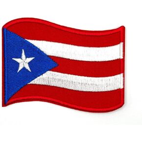 USA Puerto Rico Flag Iron On Patch - Embroidered Puerto Rico Applique Appliques Iron On Sew On Patches for Holes, Clothing, Jeans, Hat, Backpacks, Clothes, Hats, Jackets (3" Puerto Rico)