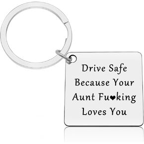 Vadaka Nephew Niece Gifts from Auntie New Driver Gift Keychain for Nephew Niece Be Safe Keychain Gift for Nephew from Aunt 16th Birthday Gift Graduation Gift for Nephew Niece New Driver Keychain