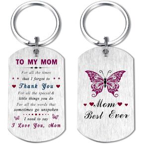 EE&YU Mom Keychain, Mom Birthday Gifts, Mom Christmas Key Chain, Best Mom Ever Gifts, I Love Mom Present, Thank You Mommy Gifts Ideas