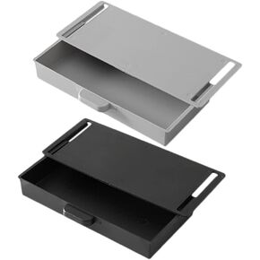 NUOBESTY 2Pcs Small Punch Storage Boxes Hidden Desk Drawers Under Desk Adhesive Storage Pencil Tray Self-stick Storage Organizers for School Office Home