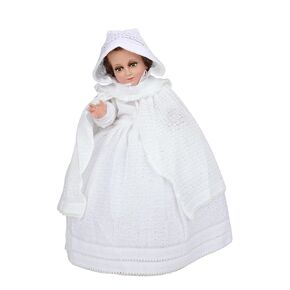 A&C Quinceañeras and More Ropon Tejido para nino dios Blanco Baby Jesus Hand Knitted outfit Hand Knitted dress for baby jesus Ropon Tejido Nino Dios con Capa (15 CM)