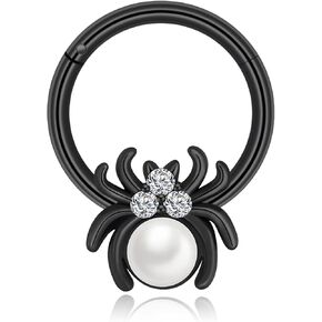 Stainless Steel Nose Ring Septum Clicker Ear Hoop Earring Tragus Cartilage Daith Spiders Cobweb Bat Nose Ring Hoop Hinged Segment Ring Piercing Jewelry for Women Men 16G 8MM 10MM in Kuwait