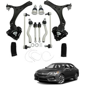 12Pcs Front Lower Control Arm with Ball Joints Tie Rod Sway Bar Kit Replacement for 2013 2014 2015 2016 2017 Accord