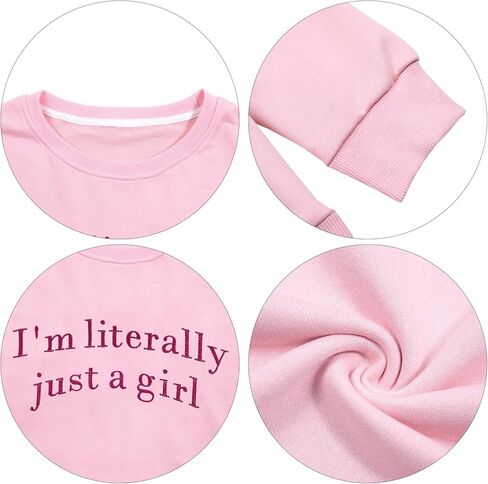 LOTUCY Just A Girl Sweatshirt for Women Funny I'm Literally Just a Girl Embroidered Girly Sweatshirt Gift Ideas in Saudi Arabia