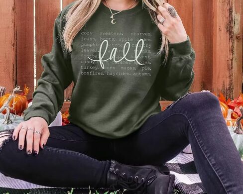 AIMITAG Fall Sweatshirt for Women Funny Fall Words Graphic Sweatshirt Autumn Letter Print Long Sleeve Halloween Pullover Tops in Saudi Arabia