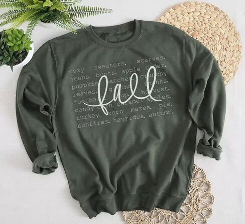 AIMITAG Fall Sweatshirt for Women Funny Fall Words Graphic Sweatshirt Autumn Letter Print Long Sleeve Halloween Pullover Tops in Saudi Arabia