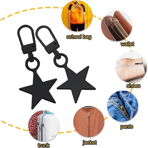 10 قطعة سحاب معدني يسحب استبدال، سبائك الزنك سحاب سحب ساحر على شكل نجمة خماسية على شكل سحاب سحب طقم إصلاح للملابس سترة الجينز السراويل المحفظة حقيبة الظهر (أسود) in Kuwait