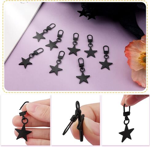 10 قطعة سحاب معدني يسحب استبدال، سبائك الزنك سحاب سحب ساحر على شكل نجمة خماسية على شكل سحاب سحب طقم إصلاح للملابس سترة الجينز السراويل المحفظة حقيبة الظهر (أسود) in Kuwait