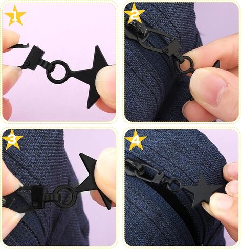 10 قطعة سحاب معدني يسحب استبدال، سبائك الزنك سحاب سحب ساحر على شكل نجمة خماسية على شكل سحاب سحب طقم إصلاح للملابس سترة الجينز السراويل المحفظة حقيبة الظهر (أسود) in Kuwait