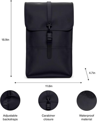 RAINS Backpack W3 - Backpack for Men and Women - Laptop Bag for Work or Travel (Black) in Saudi Arabia