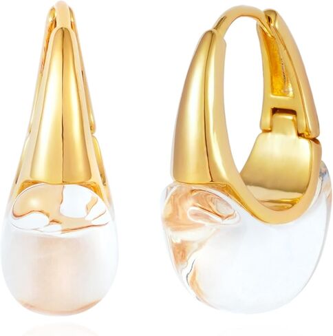 Acrylic Hoop Earrings Sterling Silver Lucite Clear Resin Rectangle Transparent Hoops for Women in Saudi Arabia