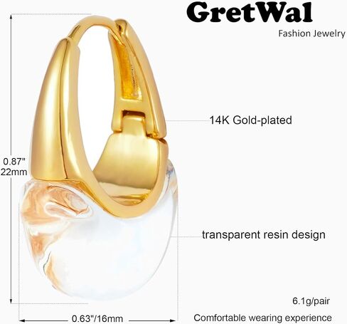 Acrylic Hoop Earrings Sterling Silver Lucite Clear Resin Rectangle Transparent Hoops for Women in Saudi Arabia