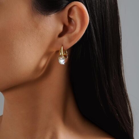 Acrylic Hoop Earrings Sterling Silver Lucite Clear Resin Rectangle Transparent Hoops for Women in Saudi Arabia