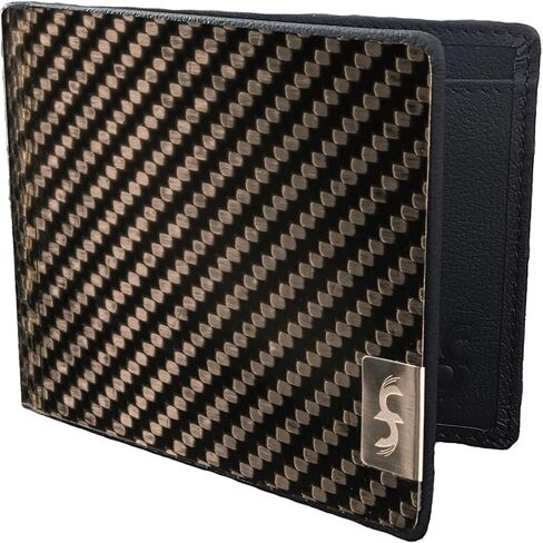 Common Fibers LMX Black Line - Real Carbon Fiber & Leather RFID Blocking Slim Bifold Mens Wallet with Twill Weave in Saudi Arabia
