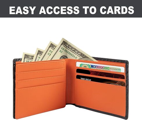 GoodtoU Wallet for Men - Mens Wallet Bifold Wallets for Men Minimalist Wallet RFID Blocking with 13 Credit Cards 1 ID Window (Black Orange in Saudi Arabia