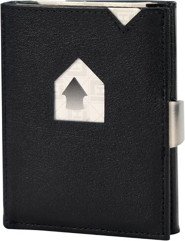 Men's Wallet, Genuine Leather RFID Blocking Slim Money Clip Wallet Minimalist Front Pocket Tri-Fold Money Clip Credit Card Holder with Present Box Black in Saudi Arabia