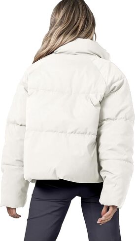 Women's Puffer Jacket Lightweight Oversized Long Sleeve Full Zipper Baggy Short Down Coats with Pockets in Saudi Arabia