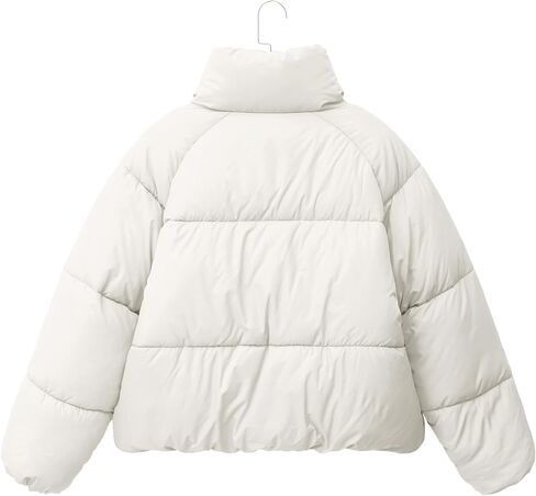 Women's Puffer Jacket Lightweight Oversized Long Sleeve Full Zipper Baggy Short Down Coats with Pockets in Saudi Arabia