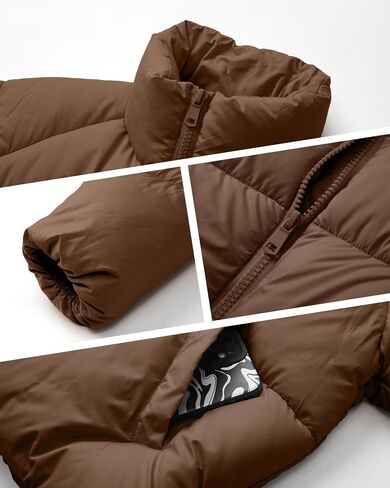 Women's Puffer Jacket Lightweight Oversized Long Sleeve Full Zipper Baggy Short Down Coats with Pockets in Saudi Arabia