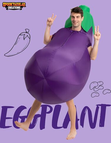 Spooktacular Creations Adults Inflatable Costumes, Purple Eggplant Blow Up Costumes, Funny Food Halloween Inflatable Suits for Halloween Cosplay Themed Parties in Saudi Arabia