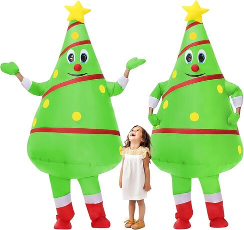 2 Packs Christmas Inflatable Costume Christmas Tree Outfit Blow-up Costume for Adult/Christmas Parade/Halloween in Saudi Arabia