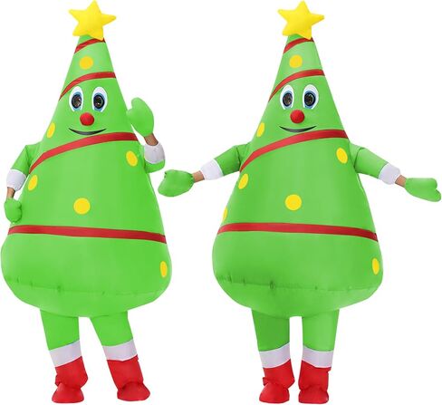 2 Packs Christmas Inflatable Costume Christmas Tree Outfit Blow-up Costume for Adult/Christmas Parade/Halloween in Saudi Arabia