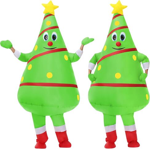2 Packs Christmas Inflatable Costume Christmas Tree Outfit Blow-up Costume for Adult/Christmas Parade/Halloween in Saudi Arabia