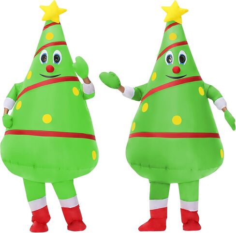 2 Packs Christmas Inflatable Costume Christmas Tree Outfit Blow-up Costume for Adult/Christmas Parade/Halloween in Saudi Arabia