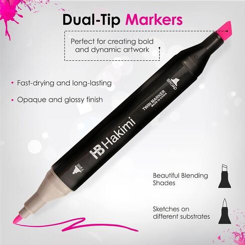 HAKIMI Alcohol Markers Set - 36 Art Markers with Dual Tips, Felt Tip Pens, No Bleeding, and Permanent Colors - Markers for Adult Coloring Books, Ideal for Artists, Sketching, and Drawing in Saudi Arabia