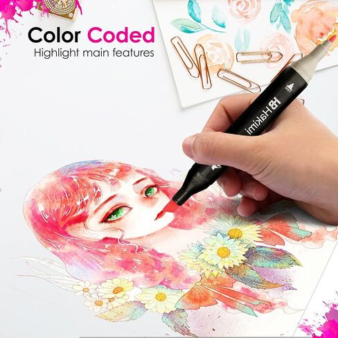 HAKIMI Alcohol Markers Set - 36 Art Markers with Dual Tips, Felt Tip Pens, No Bleeding, and Permanent Colors - Markers for Adult Coloring Books, Ideal for Artists, Sketching, and Drawing in Saudi Arabia