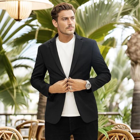 Men's Casual Blazer Slim Fit Suit Jacket for Men Two Button Sports Coats Wedding Prom Party in Kuwait