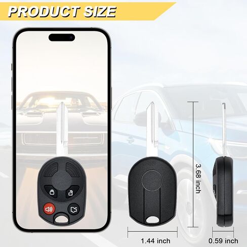 مفتاح Fob بديل لسيارة Ford Explorer Edge Escape Expedition Flex Focus Freestyle Fusion Mustang Taurus/MKS MKX MKZ Navigator Zephyr/Mariner Milan Montego Sable Tribute، OUCD6000022,4 Btn، قطعتان in Saudi Arabia