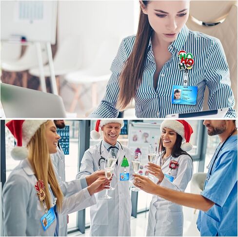 10 Pcs Christmas Holiday Badge Reels for Nurses Badge Holder Santa Elk Christmas Tree Candy Canes Lollipop Felt Embroidered Retractable Badge Reel Holder with Clip for Nurse Doctor (Santa Claus) in Kuwait