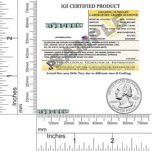 ألماس صديق 1/2 قيراط | ذهب أبيض عيار 14 قيراط أو فضة إسترلينية عيار 925 | خاتم من الماس نصف الأبدي معتمد من IGI | قطع الماس المستديرة الرائعة in Kuwait
