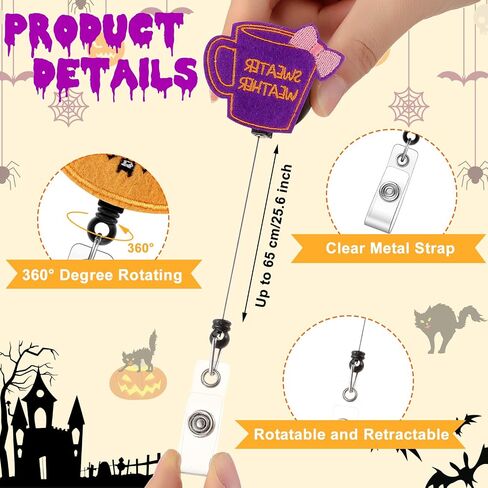 10 Pcs Christmas Holiday Badge Reels for Nurses Badge Holder Santa Elk Christmas Tree Candy Canes Lollipop Felt Embroidered Retractable Badge Reel Holder with Clip for Nurse Doctor (Santa Claus) in Kuwait