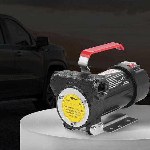 VEVOR Fuel Transfer Pump, 12V DC 10 GPM 1/4 HP, Portable Electric Diesel Transfer Pump with Automatic Shut-Off Fuel Nozzle, High Flow, Long Inlet & Outlet Hose for Diesel, Kerosene, Transformer Fuel in Saudi Arabia