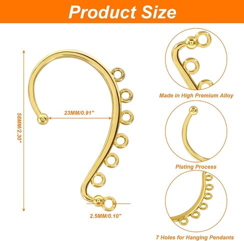 Hitefu 30PCS Ear Cuff Earrings for Women, KC Gold 7 Holes Ear Wrap Earring Hooks, No Piercing Ear Cuff Clips for DIY Earring Making Accessories Jewelry Supplies in Saudi Arabia