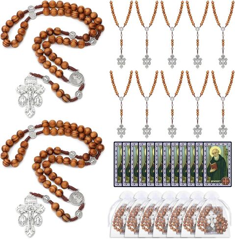 Rosary Beads Catholic for Women Men Rosary Cross with Pardon Crucifix Necklace with St Benedict Prayer Card and Bags for Regalos Cristianos Rosarios Catolicos Para Hombre in Saudi Arabia