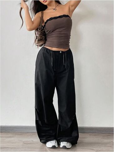 SOLY HUX Women's Lace Trim Strapless Tube Top Sleeveless Bandeau Shirts Y2k Summer Going Out Crop Tops Streetwear in Saudi Arabia