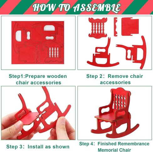 Roowest عيد الميلاد في السماء ديكور عيد الميلاد التذكاري فانوس كرسي هزاز فارغ مع شمعة LED شجرة عيد الميلاد الصغيرة صناديق لامعة زخرفة في ذكرى أحبائهم توفير مقعد هدية تذكارية DIY (13 قطعة) in Kuwait