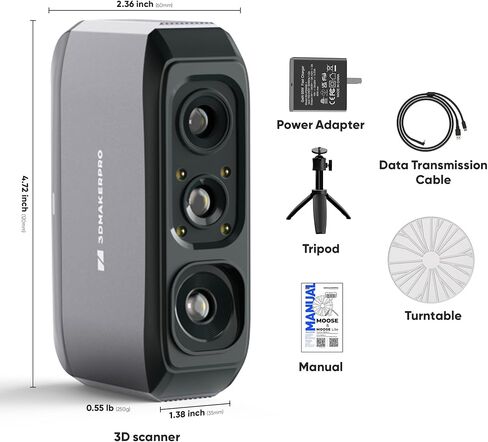 ماسح ضوئي ثلاثي الأبعاد محمول من Mole للطابعة ثلاثية الأبعاد، دقة 0.05 مم ودقة 0.1 مم، مسح ضوئي بسرعة 10 إطارات في الثانية مع عدسات مضادة للاهتزاز، مجموعات ماسح ضوئي ثلاثي الأبعاد لنظام التشغيل Win10/MacOS - مجموعة فاخرة in Kuwait