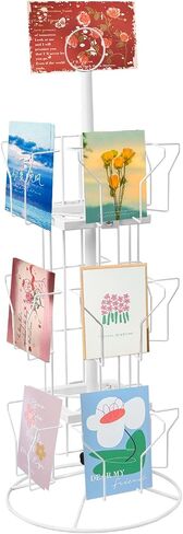 Greeting Card Display Stand,2 pack 12 Pockets Countertop Rotating Greeting Card Rack, Postcard Display Stand with 3 Tier, Metal Display Stand Spinning Floor Stand in Kuwait