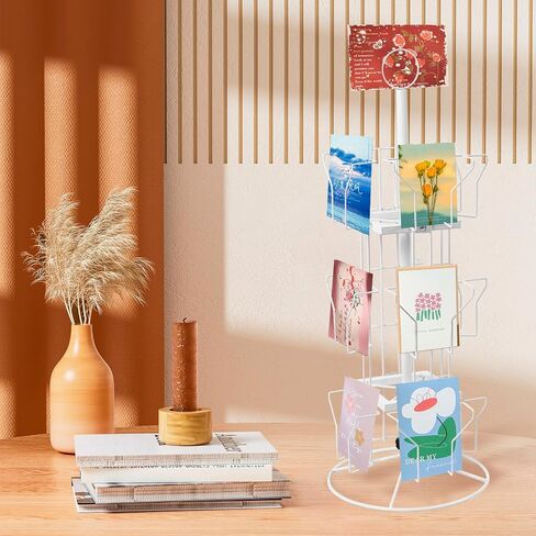 Greeting Card Display Stand,2 pack 12 Pockets Countertop Rotating Greeting Card Rack, Postcard Display Stand with 3 Tier, Metal Display Stand Spinning Floor Stand in Kuwait
