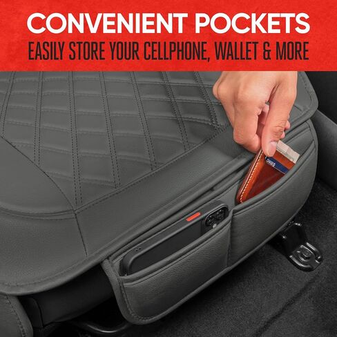 Motor Trend Faux Leather Car Seat Cover Front Bottom Seat Cushion Cover - Diamond Luxury Protector - Universal Fit for Cars, Trucks, SUVs, Vans 1pc (Gray) in Saudi Arabia