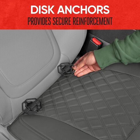 Motor Trend Faux Leather Car Seat Cover Front Bottom Seat Cushion Cover - Diamond Luxury Protector - Universal Fit for Cars, Trucks, SUVs, Vans 1pc (Gray) in Saudi Arabia